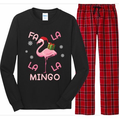 Fa La La La Mingo Christmas Day Pink Flamingo Merry Xmas Gift Long Sleeve Pajama Set