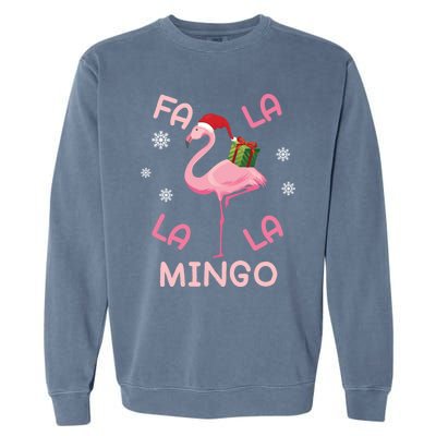 Fa La La La Mingo Christmas Day Pink Flamingo Merry Xmas Gift Garment-Dyed Sweatshirt