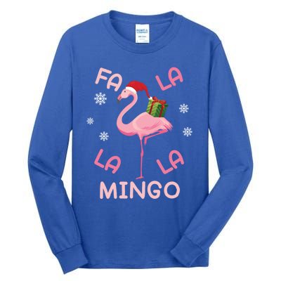 Fa La La La Mingo Christmas Day Pink Flamingo Merry Xmas Gift Tall Long Sleeve T-Shirt