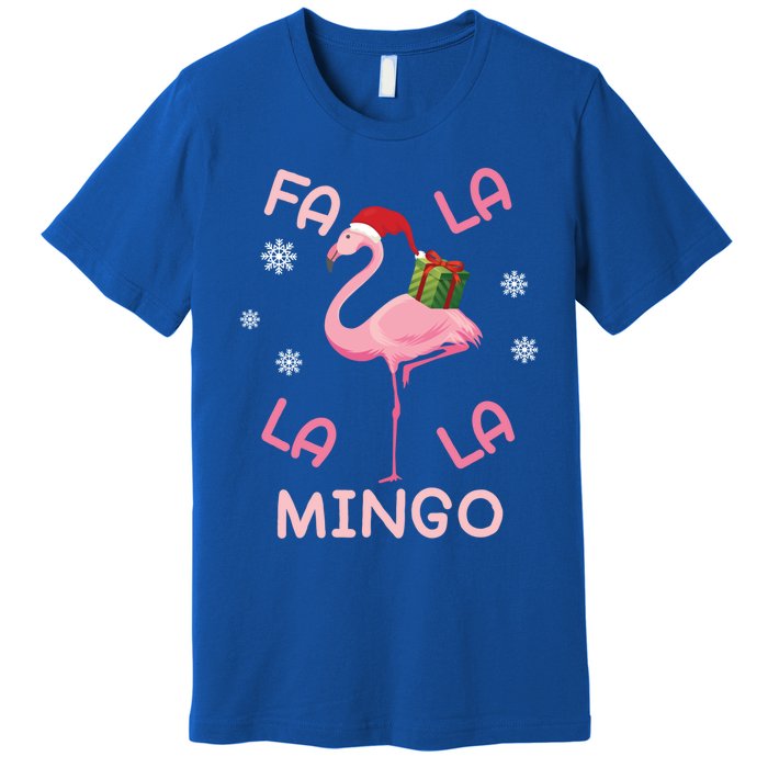 Fa La La La Mingo Christmas Day Pink Flamingo Merry Xmas Gift Premium T-Shirt