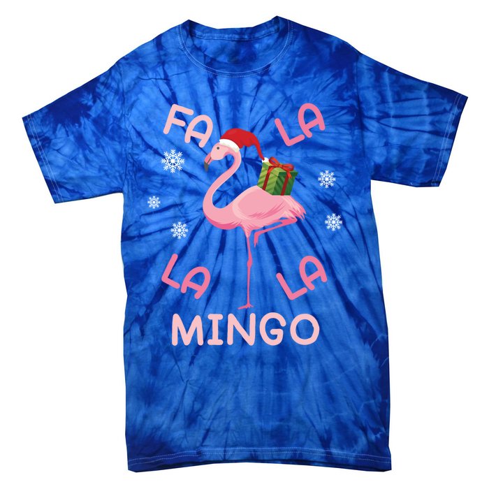 Fa La La La Mingo Christmas Day Pink Flamingo Merry Xmas Gift Tie-Dye T-Shirt