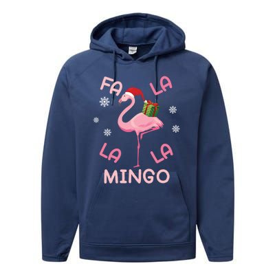 Fa La La La Mingo Christmas Day Pink Flamingo Merry Xmas Gift Performance Fleece Hoodie