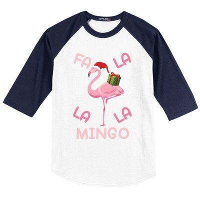 Fa La La La Mingo Christmas Day Pink Flamingo Merry Xmas Gift Baseball Sleeve Shirt