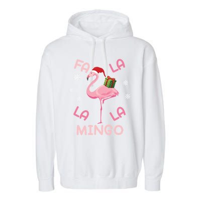 Fa La La La Mingo Christmas Day Pink Flamingo Merry Xmas Gift Garment-Dyed Fleece Hoodie