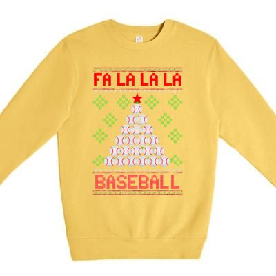 Fa La La La Baseball Christmas Funny Gift Ugly Xmas Tree Premium Crewneck Sweatshirt