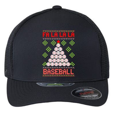 Fa La La La Baseball Christmas Funny Gift Ugly Xmas Tree Flexfit Unipanel Trucker Cap