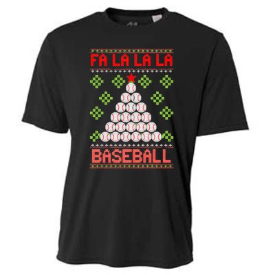 Fa La La La Baseball Christmas Funny Gift Ugly Xmas Tree Cooling Performance Crew T-Shirt