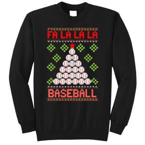 Fa La La La Baseball Christmas Funny Gift Ugly Xmas Tree Sweatshirt