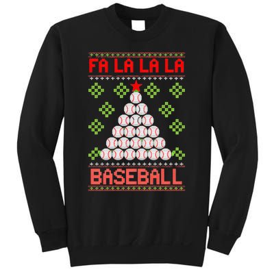 Fa La La La Baseball Christmas Funny Gift Ugly Xmas Tree Sweatshirt