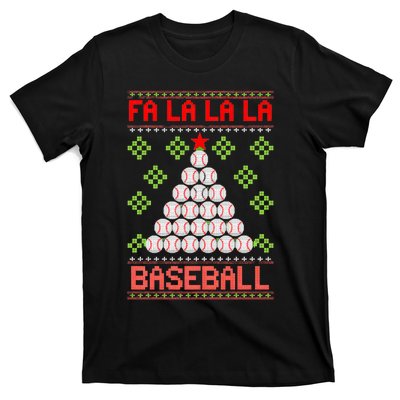 Fa La La La Baseball Christmas Funny Gift Ugly Xmas Tree T-Shirt