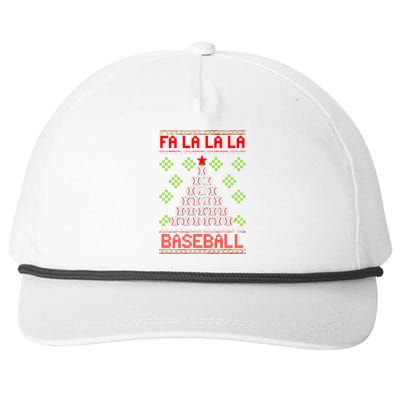 Fa La La La Baseball Christmas Funny Gift Ugly Xmas Tree Snapback Five-Panel Rope Hat