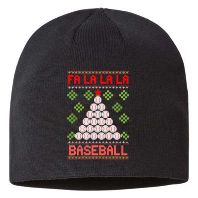 Fa La La La Baseball Christmas Funny Gift Ugly Xmas Tree Sustainable Beanie