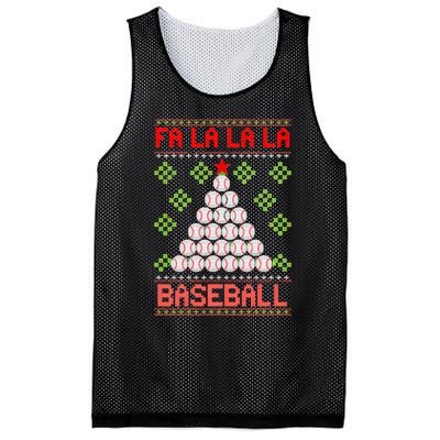 Fa La La La Baseball Christmas Funny Gift Ugly Xmas Tree Mesh Reversible Basketball Jersey Tank