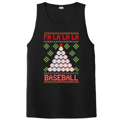 Fa La La La Baseball Christmas Funny Gift Ugly Xmas Tree PosiCharge Competitor Tank