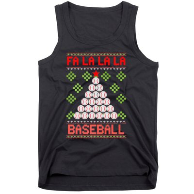 Fa La La La Baseball Christmas Funny Gift Ugly Xmas Tree Tank Top