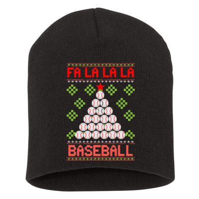 Fa La La La Baseball Christmas Funny Gift Ugly Xmas Tree Short Acrylic Beanie