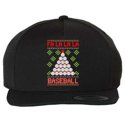 Fa La La La Baseball Christmas Funny Gift Ugly Xmas Tree Wool Snapback Cap