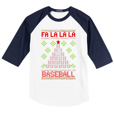 Fa La La La Baseball Christmas Funny Gift Ugly Xmas Tree Baseball Sleeve Shirt