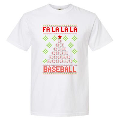 Fa La La La Baseball Christmas Funny Gift Ugly Xmas Tree Garment-Dyed Heavyweight T-Shirt