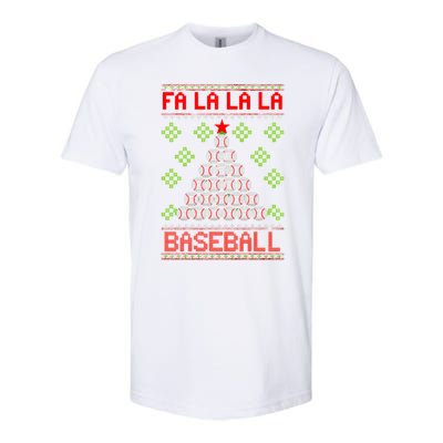 Fa La La La Baseball Christmas Funny Gift Ugly Xmas Tree Softstyle CVC T-Shirt