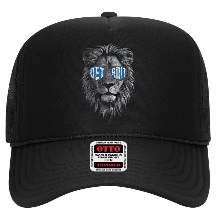 Funny Lion Lovers Wearing Glasses Retro Vintage Style High Crown Mesh Back Trucker Hat