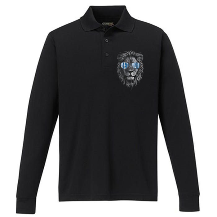 Funny Lion Lovers Wearing Glasses Retro Vintage Style Performance Long Sleeve Polo