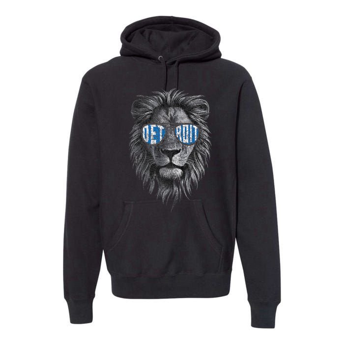 Funny Lion Lovers Wearing Glasses Retro Vintage Style Premium Hoodie