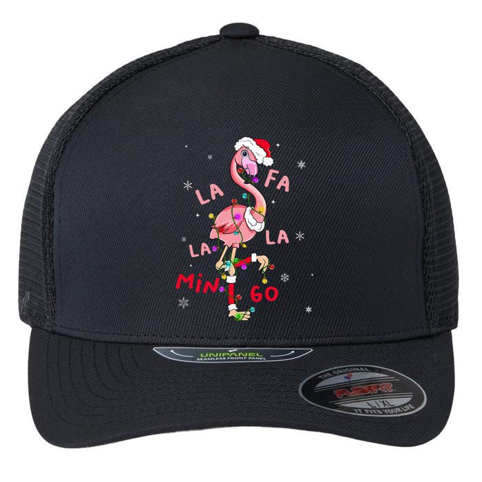 Fa La La Mingo Flamingo Christmas Tree Lights Tropical Xmas  Flexfit Unipanel Trucker Cap