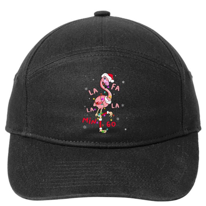 Fa La La Mingo Flamingo Christmas Tree Lights Tropical Xmas  7-Panel Snapback Hat