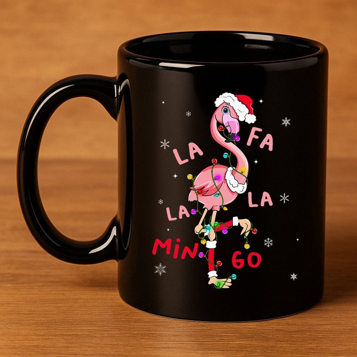 Fa La La Mingo Flamingo Christmas Tree Lights Tropical Xmas  11oz C Handle Ceramic Mug