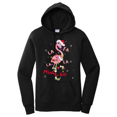 Fa La La Mingo Flamingo Christmas Tree Lights Tropical Xmas  Women's Pullover Hoodie