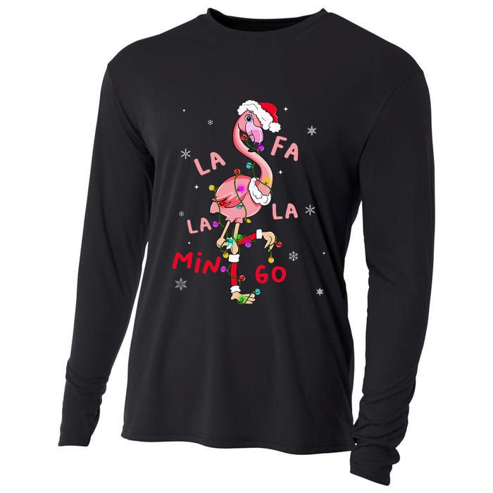 Fa La La Mingo Flamingo Christmas Tree Lights Tropical Xmas  Cooling Performance Long Sleeve Crew