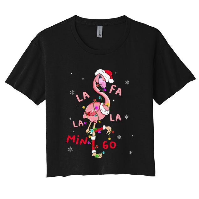 Fa La La Mingo Flamingo Christmas Tree Lights Tropical Xmas  Crop Top