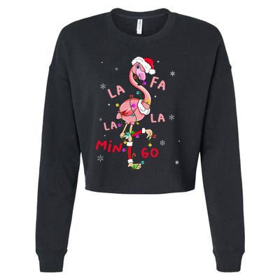 Fa La La Mingo Flamingo Christmas Tree Lights Tropical Xmas  Cropped Pullover Crew