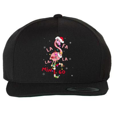 Fa La La Mingo Flamingo Christmas Tree Lights Tropical Xmas  Wool Snapback Cap