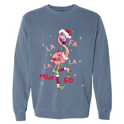 Fa La La Mingo Flamingo Christmas Tree Lights Tropical Xmas  Garment-Dyed Sweatshirt