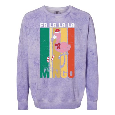 Fa La La La Mingo Flamingo Christmas In July Summer Xmas Cute Gift Colorblast Crewneck Sweatshirt