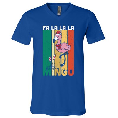 Fa La La La Mingo Flamingo Christmas In July Summer Xmas Cute Gift V-Neck T-Shirt