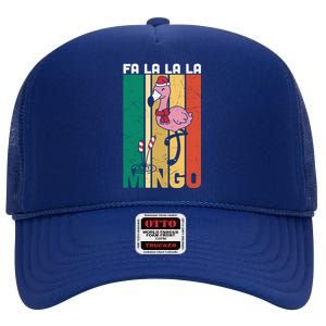 Fa La La La Mingo Flamingo Christmas In July Summer Xmas Cute Gift High Crown Mesh Back Trucker Hat