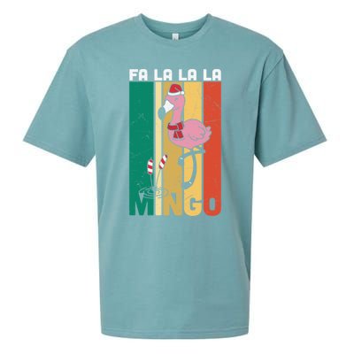 Fa La La La Mingo Flamingo Christmas In July Summer Xmas Cute Gift Sueded Cloud Jersey T-Shirt