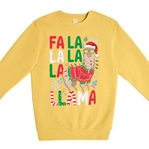 Fa La La Llama Funny Llama Christmas Animal Lover Premium Crewneck Sweatshirt