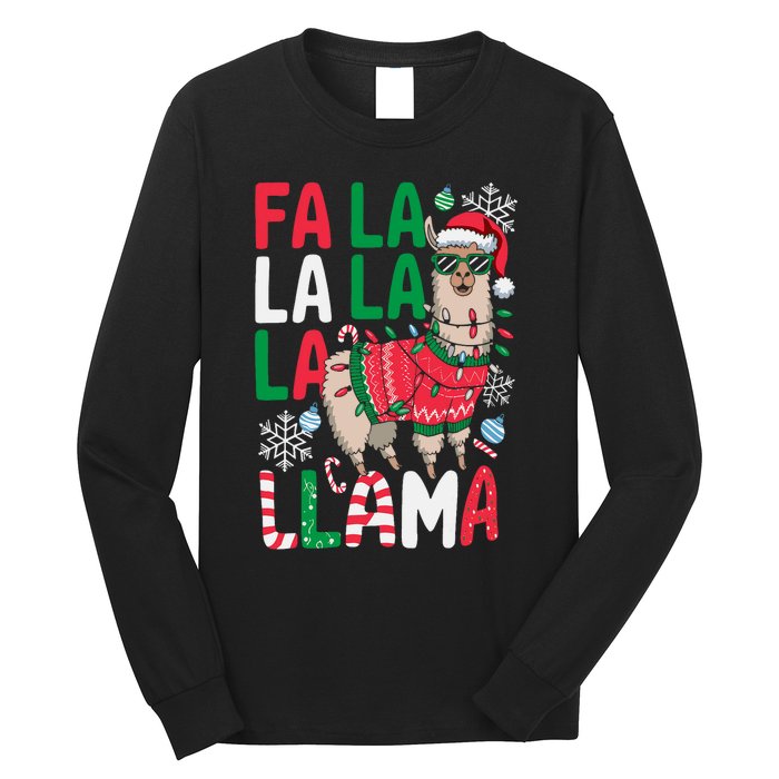 Fa La La Llama Funny Llama Christmas Animal Lover Long Sleeve Shirt