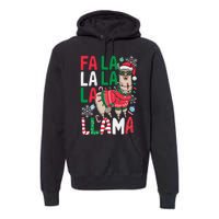 Fa La La Llama Funny Llama Christmas Animal Lover Premium Hoodie