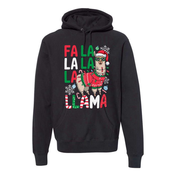 Fa La La Llama Funny Llama Christmas Animal Lover Premium Hoodie