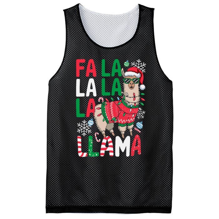 Fa La La Llama Funny Llama Christmas Animal Lover Mesh Reversible Basketball Jersey Tank