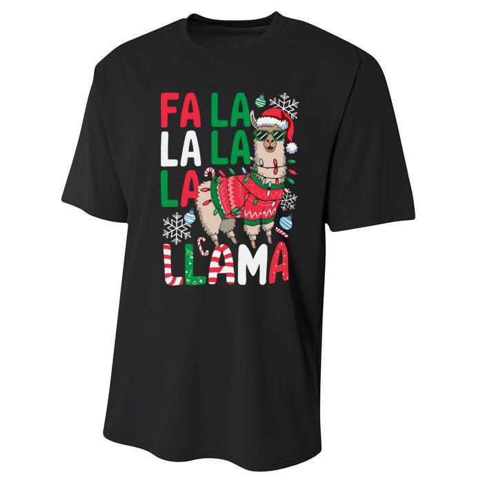 Fa La La Llama Funny Llama Christmas Animal Lover Performance Sprint T-Shirt