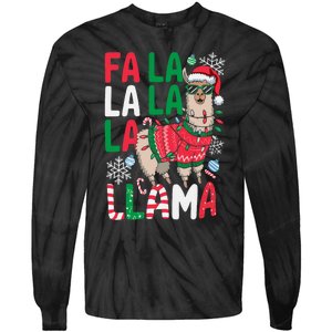 Fa La La Llama Funny Llama Christmas Animal Lover Tie-Dye Long Sleeve Shirt