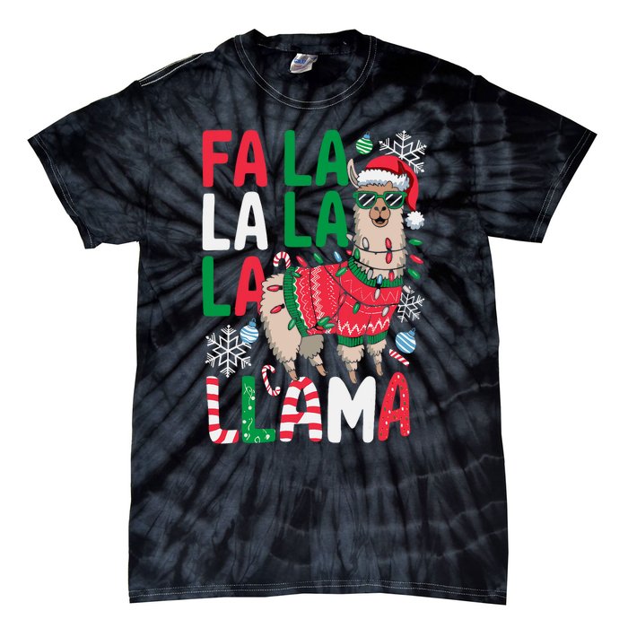 Fa La La Llama Funny Llama Christmas Animal Lover Tie-Dye T-Shirt