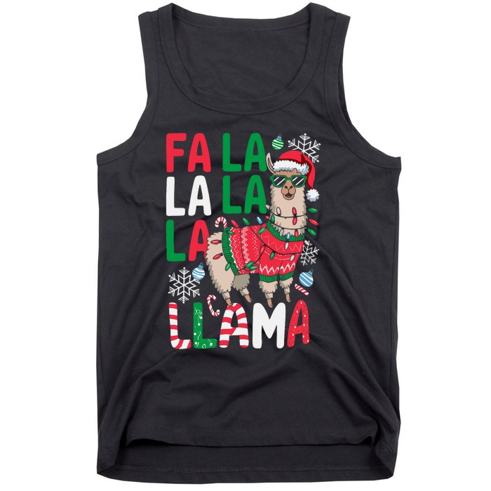 Fa La La Llama Funny Llama Christmas Animal Lover Tank Top