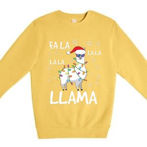 Fa La La Llama Funny Llama Christmas Premium Crewneck Sweatshirt